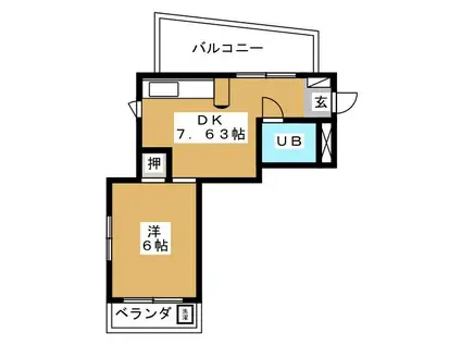 トーオービル(1DK/4階)の間取り写真