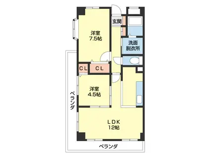 メゾン山水III(2LDK/2階)の間取り写真