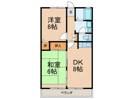 コーポスカイA(2DK/2階)の間取り写真