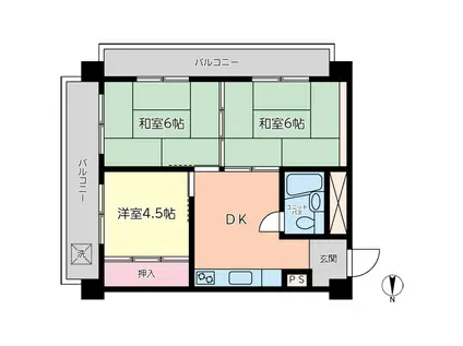 サンコーポたまがわ(3DK/6階)の間取り写真