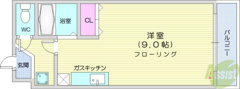 ローラン(ワンルーム/3階)の間取り写真