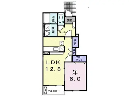 FAMILLE B棟(1LDK/1階)の間取り写真