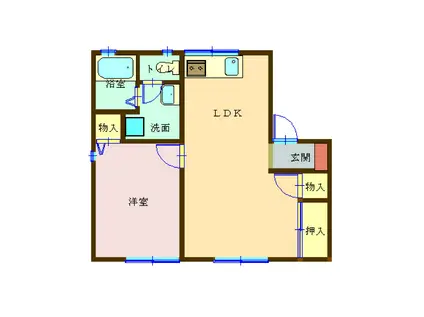 シャンテヒル北島(1LDK/2階)の間取り写真