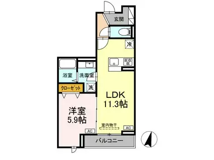 ルリアン西寺尾II(1LDK/3階)の間取り写真