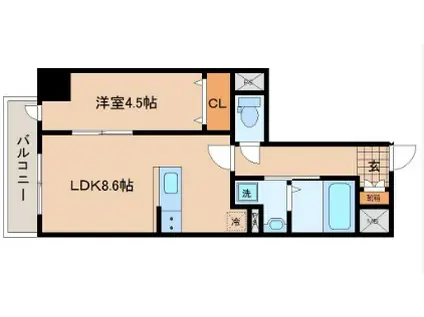 LUANA・AIR・RESIDENCE錦町(1LDK/4階)の間取り写真