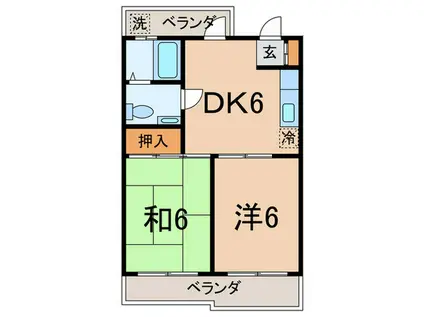 サンハイツ松野(2DK/1階)の間取り写真