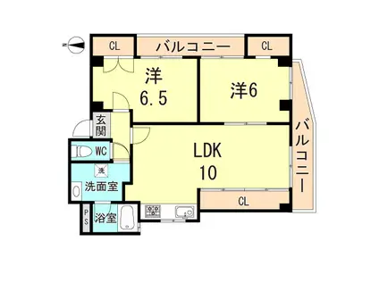 天神プラザ(2LDK/4階)の間取り写真