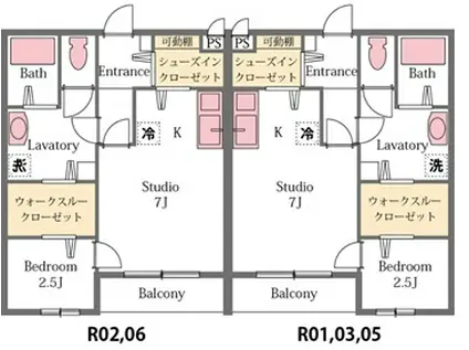 フェリーチェ ST(1K/2階)の間取り写真