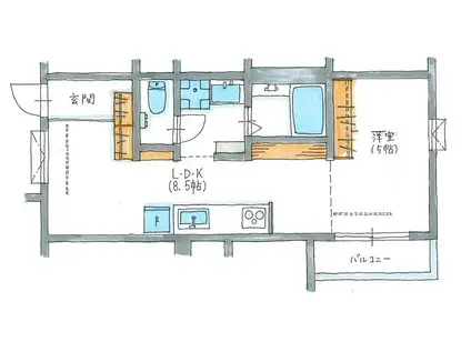 BENE海老名(1LDK/2階)の間取り写真