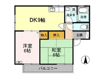 セジュール・ド・あみか(2DK/2階)の間取り写真