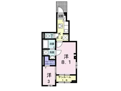 長崎県大村市 3階建 築5年(2K/1階)の間取り写真