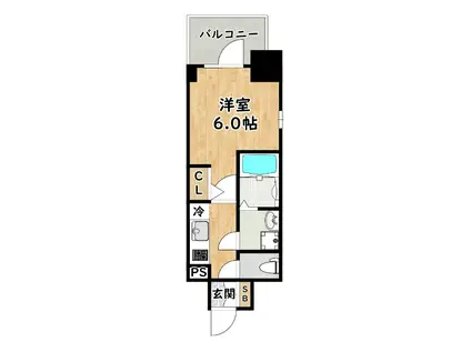 エスリードレジデンス大阪ウエストコート(1K/10階)の間取り写真