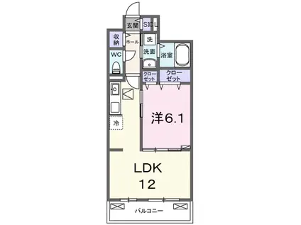 栗東市アパート(1LDK/1階)の間取り写真