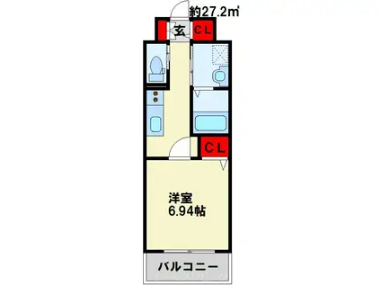 SOLUNA南小倉駅前I(1K/4階)の間取り写真