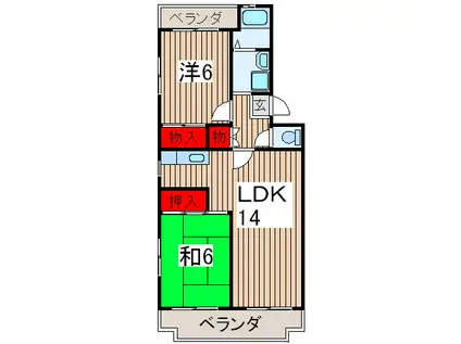 プリムロ―ズ南浦和(2LDK/1階)の間取り写真