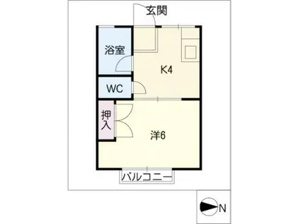 シティハイムAKANAT(1K/1階)の間取り写真