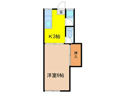 カーサパロマA棟(1K/2階)の間取り写真