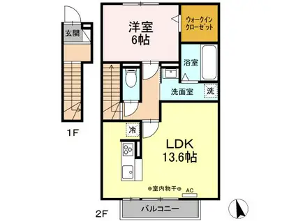 D-ROOM日永西(1LDK/2階)の間取り写真