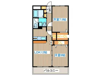 アーベインヒルズ(2LDK/1階)の間取り写真