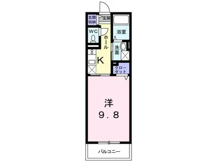 アプリークム二子玉川(1K/2階)の間取り写真