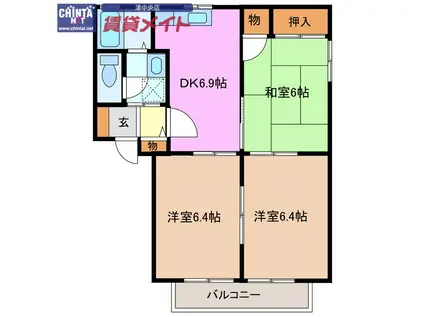 フォーレス白塚A(3DK/2階)の間取り写真