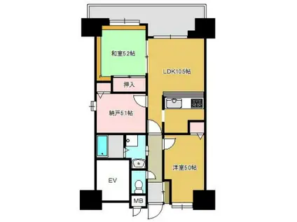 ベルレコルテ浜辺(2SLDK/3階)の間取り写真