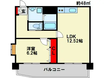 協和大手町.BLD(1LDK/10階)の間取り写真