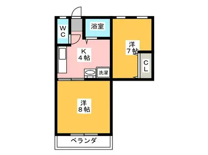 ハイツ生田(2K/1階)の間取り写真