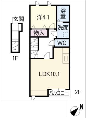ラ ルーチェM(1LDK/2階)の間取り写真