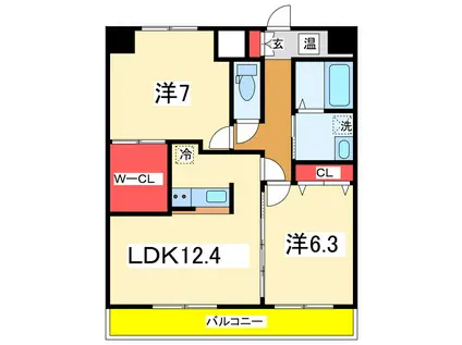 グレイスハイツ東中通タワー(2LDK/13階)の間取り写真