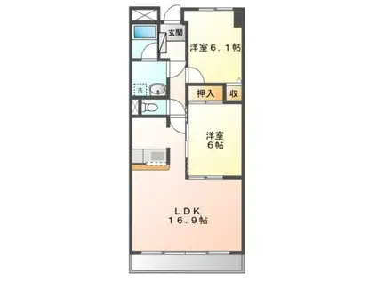 マーブル5番館(2LDK/7階)の間取り写真