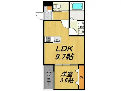 LECOCON岩倉(1LDK/1階)の間取り写真
