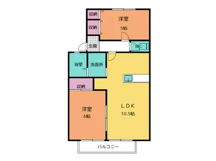 メイハイツ(2LDK/2階)の間取り写真