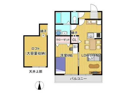 ファーデンベルク大木町(1LDK/2階)の間取り写真