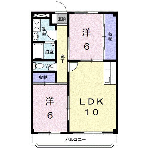 オークヒル本田(2LDK/2階)の間取り写真