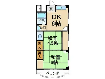 田村グリーンハイツ(2DK/3階)の間取り写真