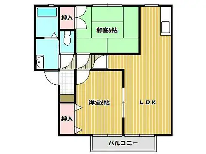 グリーンヴィラ宮武F棟(2LDK/2階)の間取り写真