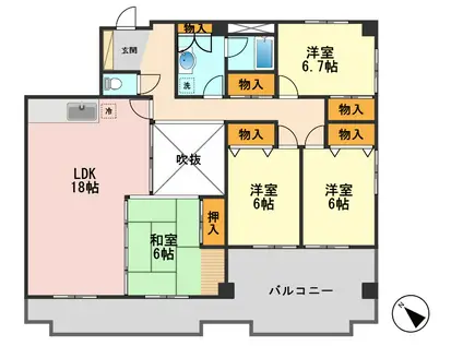 ケインアヴェニュー船堀(4LDK/5階)の間取り写真