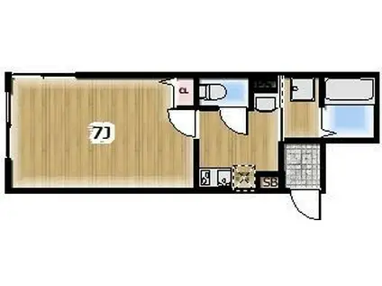 RUTILE厚木(1K/1階)の間取り写真