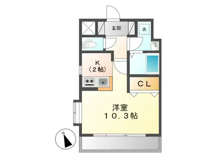 サンパレス幸町(ワンルーム/2階)の間取り写真