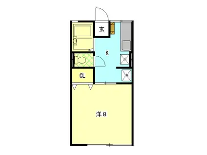 アシストおのA(1K/2階)の間取り写真