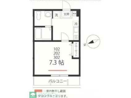 ハーミットクラブハウス衣笠IIA棟(1K/3階)の間取り写真