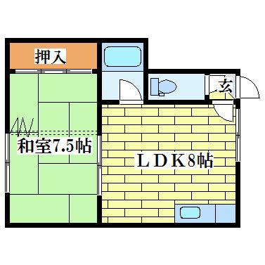 スカイコート平岡(1LDK/2階)の間取り写真