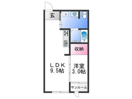 KOYA 430(1LDK/2階)の間取り写真