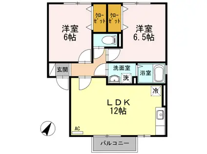 グレイス A棟(2LDK/1階)の間取り写真