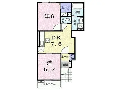 アヴニール I(2DK/1階)の間取り写真