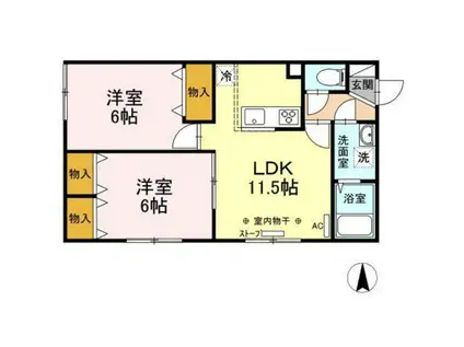 エミネンス中央(2LDK/1階)の間取り写真