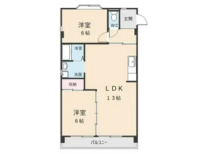 コーポいのくて(2LDK/1階)の間取り写真
