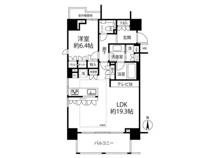 パークハウス麻布十番アーバンス(1LDK/5階)の間取り写真