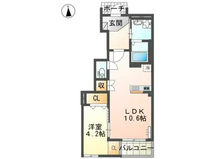 ヨネズホーム(1LDK/1階)の間取り写真